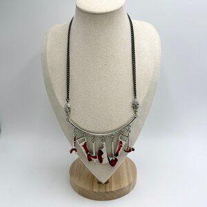 Gothic Bloody Tool Choker Necklace – Skull Chain & Red Enamel Tool Charms